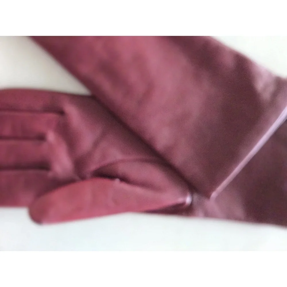 NWT Lord & Taylor Gloves Leather Cashmere Burgundy Sz 7.5 Gift Buttery Vtg 5288
